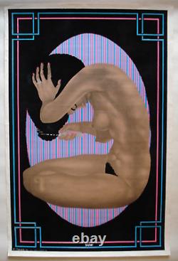 Vintage velvet SISTER black light poster flocked Afro pick African woman girl