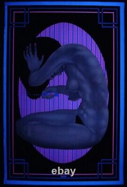 Vintage velvet SISTER black light poster flocked Afro pick African woman girl