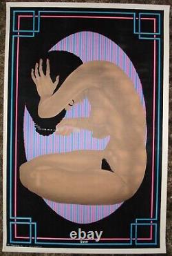 Vintage velvet SISTER black light poster flocked Afro pick African woman girl