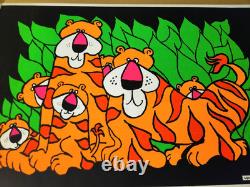Vtg 1967 Black Light TIGER Poster #107 By Artist Dan Shupe Bright Colorful