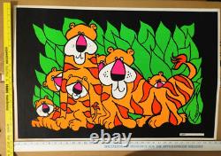 Vtg 1967 Black Light TIGER Poster #107 By Artist Dan Shupe Bright Colorful