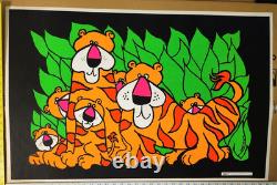 Vtg 1967 Black Light TIGER Poster #107 By Artist Dan Shupe Bright Colorful
