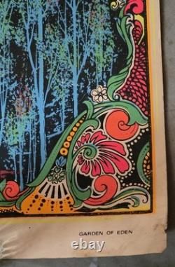 Vtg 1969 Hip Products Black Light Poster Garden of Eden Psychedelic Nude Couple