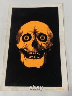 Vtg 1970's Human Skull Black Light Glowing Poster Dargis Associates Inc 3324
