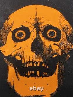 Vtg 1970's Human Skull Black Light Glowing Poster Dargis Associates Inc 3324