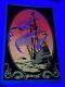 Vtg 1970's Sailing Ship The Voyage Black Light Glowing Poster Velva Print