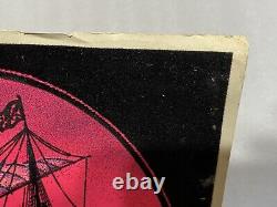 Vtg 1970's Sailing Ship The Voyage Black Light Glowing Poster Velva Print
