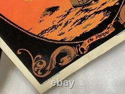 Vtg 1970's Sailing Ship The Voyage Black Light Glowing Poster Velva Print