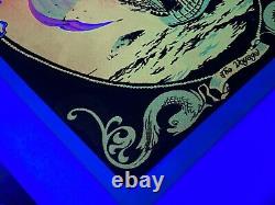 Vtg 1970's Sailing Ship The Voyage Black Light Glowing Poster Velva Print