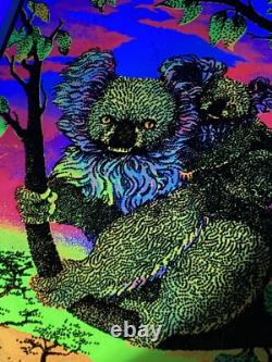 Vtg 1970's Seldom Seen Koala Bears Black Light Glowing Poster Velva Print