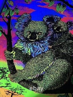 Vtg 1970's Seldom Seen Koala Bears Black Light Glowing Poster Velva Print