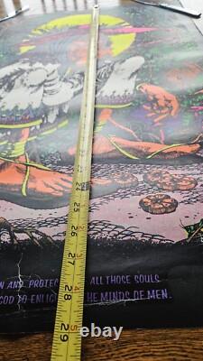 Vtg 1970s San Mezcalito Blacklight Headshop Stoner Toker Poster 29x21 1/2 used