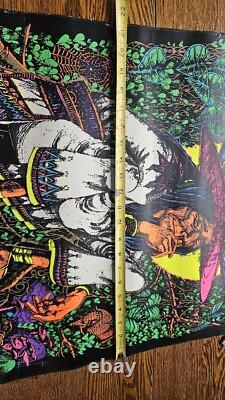 Vtg 1970s San Mezcalito Blacklight Headshop Stoner Toker Poster 29x21 1/2 used