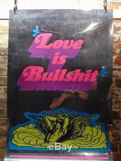 Vtg 1971The Four Poster PeopleLove is BullshitMirrored PosterBlack Light