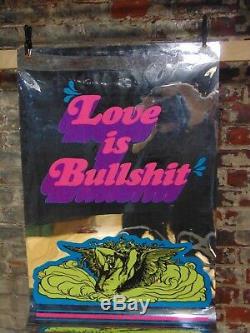 Vtg 1971The Four Poster PeopleLove is BullshitMirrored PosterBlack Light