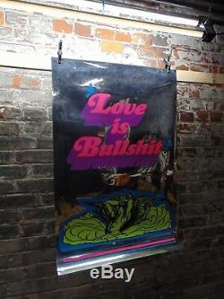 Vtg 1971The Four Poster PeopleLove is BullshitMirrored PosterBlack Light