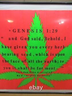 Vtg 1971 Blacklight Poster Genesis 129 Marijuana Pot Leaf BY Edward Phelps Jr