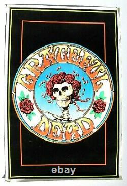 Vtg 1971 Poster Grateful Dead Black Light Velvet Flocked Psychedelic Poster