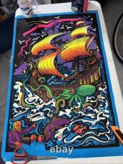 Vtg 1973 Black light Poster New England Whaler IMS Corporation Good Used