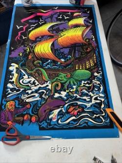 Vtg 1973 Black light Poster New England Whaler IMS Corporation Good Used
