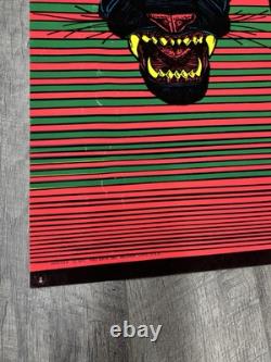 Vtg 1973 Pro Arts Panther Poster Black Light Velvet Flocked, 33 X 21