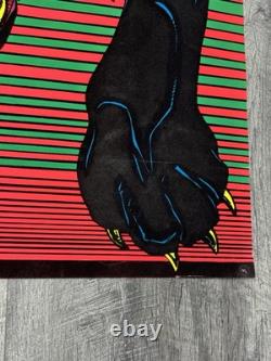 Vtg 1973 Pro Arts Panther Poster Black Light Velvet Flocked, 33 X 21