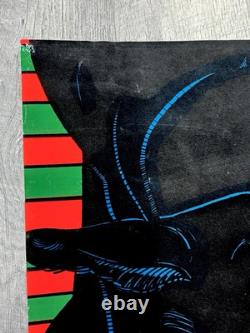 Vtg 1973 Pro Arts Panther Poster Black Light Velvet Flocked, 33 X 21