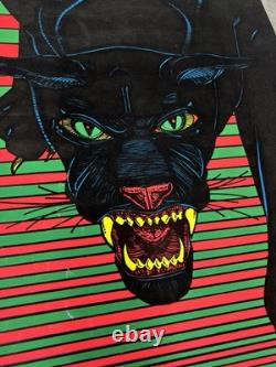 Vtg 1973 Pro Arts Panther Poster Black Light Velvet Flocked, 33 X 21