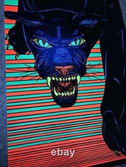 Vtg 1973 Pro Arts Panther Poster Black Light Velvet Flocked, 33 X 21