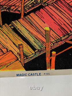 Vtg 1974 Magic Castle Flocked 23x35 Blacklight Poster Funky Ent USA