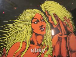 Vtg 1974 One Stop BLACKLIGHT Poster MOON CHILDREN Non Flocked RARE HIPPIE LOVERS