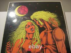 Vtg 1974 One Stop BLACKLIGHT Poster MOON CHILDREN Non Flocked RARE HIPPIE LOVERS