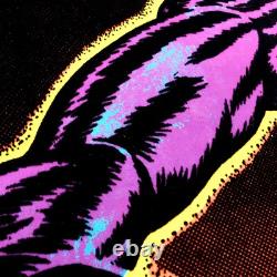 Vtg 1975 Bruce Lee Flying Side Kick #2 Flocked Velvet Black Light Poster 35x23