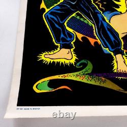 Vtg 1975 Bruce Lee Kung Fu Master Black Light Flocked Velvet Poster Vela-Print