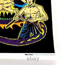 Vtg 1975 Bruce Lee Kung Fu Master Black Light Flocked Velvet Poster Vela-Print