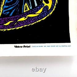 Vtg 1975 Bruce Lee Kung Fu Master Black Light Flocked Velvet Poster Vela-Print