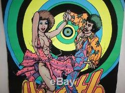 Vtg 1977 Flocked Blacklight Poster Hustle Disco Dancers Feret Pro Arts Inc