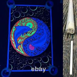 Vtg 1997 Dolphin Ying Yang Flocked Blacklight 34.5x22.75 Poster Sun Moon NEW