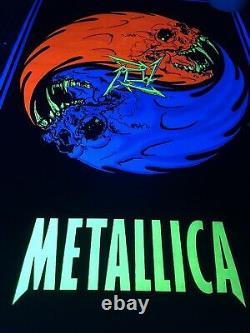 Vtg 1997 RARE Metallica Ying Yang Heavy Metal Blacklight 34.5x22 Poster USA