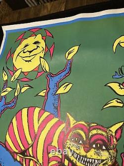 Vtg 70's Black Light Poster SMILE Cheshire Cat 23x 35 DEADSTOCK 1971 Trippy