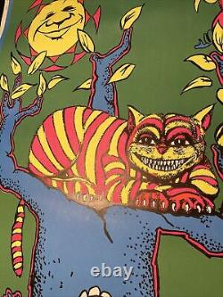 Vtg 70's Black Light Poster SMILE Cheshire Cat 23x 35 DEADSTOCK 1971 Trippy