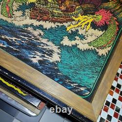 Vtg 70's Western Graphics Sea Monster Boat Blacklight Poster Prints Art FLOCKED