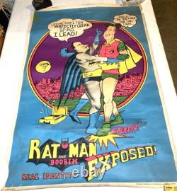 Vtg 70s Blacklight Poster Richard Nixon Spiro Satire Batman Robin Spoof