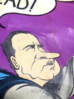 Vtg 70s Blacklight Poster Richard Nixon Spiro Satire Batman Robin Spoof