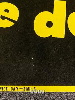 Vtg 70s Have A Nice Day Black Light Poster Flocked Happy Face Smile 29.5 x 22