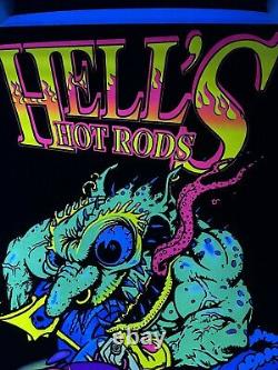 Vtg 90s Hells Hot Rods Flocked Blacklight 35x23 Artmasters 1997 Poster USA
