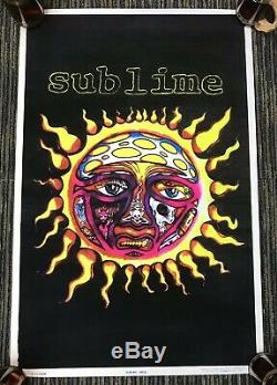 Vtg 90s Sublime Flocked Blacklight 24.5x22.5 Poster 1998 Punk Rock Reggae Sun
