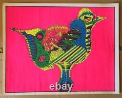 Vtg Blacklight Hippie Poster Psychedelic Chicken Bird