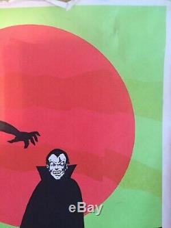 Vtg Blacklight Poster Frankenstein Wolfman Dracula Creature Universal Monsters