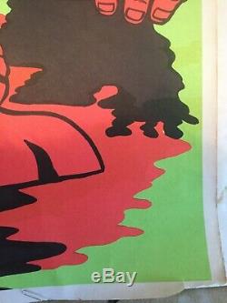 Vtg Blacklight Poster Frankenstein Wolfman Dracula Creature Universal Monsters